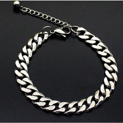 Gold bracelet mens stainless steel cuba link chain on hand Steel beads men bracelet hip hop couple bracelet women Accessories