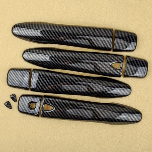 1 Set/8pcs Car Carbon Fiber Style Door Handle Cover Trim ABS Plastic Fit For Nissan Maxima 2016 2017 2018 2019 2020 2021