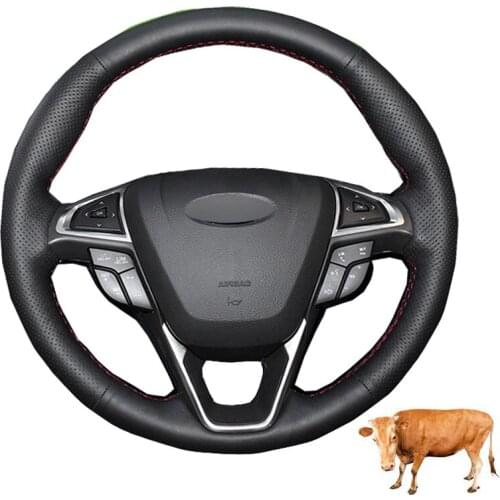 Hand Sewing Car Steering Wheel Cover Leather For Ford Mondeo Fusion 2013-2018 2019 EDGE 2015-2019 Galaxy 2016 car accessories