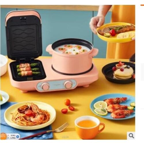 Dolim 4 In 1 Electric Breakfast Machine Multifunction frying pan mini Cooking pot household bread pizza sandwich frying pan 220V