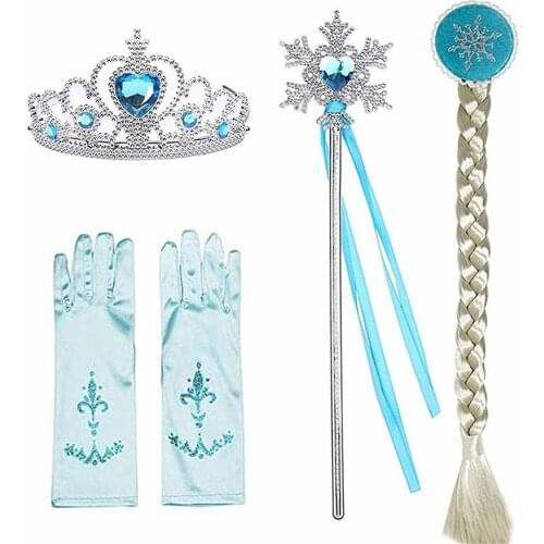 Feverbary Girls Wig Kids Cosplay Queen Braid Children Carnival Halloween Birthday Princess Party Accessories