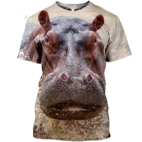 Funny Animals Hippo Tshirt 3D Print Hippopotamus T-shirt Casual Summer Harajuku Shirt Women Hip Hop Clothing Fitness Top Outwear