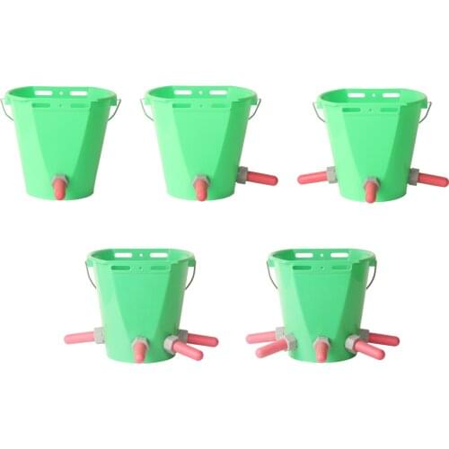 Farm Cattle Milk Feed Bucket with Pacifiers with Scales Large Capacity Animal Feeding Pot for Cattle Lamb Dog Pig