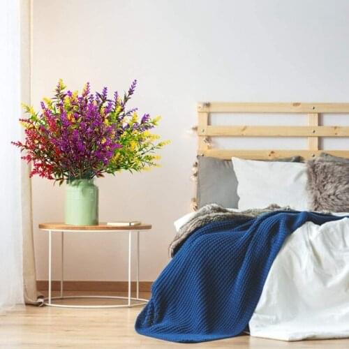 20 Bundles Artificial Lavender Outdoor UV Resistant Flowers Plastic Fake Flowers Plants Artificial Flowers Faux Plants