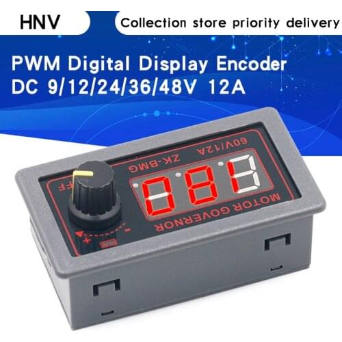 DC 9-60V 12v 24v 36V 48V 12A DC Motor Controller PWM Adjustable Speed Digital display encoder duty ratio frequency ZK-BMG