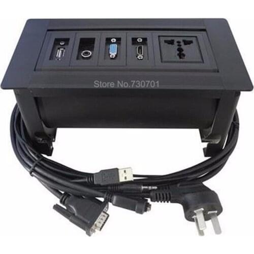 2019 Square VGA audio compute USB hidden manual flipping desktop socket or High Class Conference Table