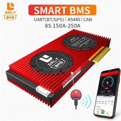 Smart BMS 8S 24V Llifepo4 lithium battery pack common port with balance 250A uart 485 CAN for solar energy
