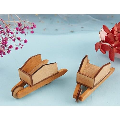 1PC 1:12 Miniature Dollhouse Wood Hand Truck Model Toy For Doll House Furniture Decoration Accessories