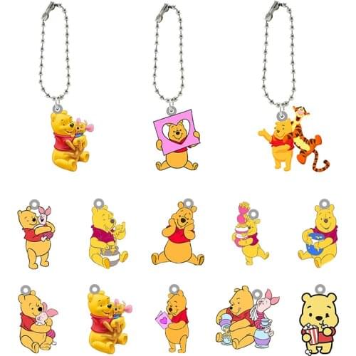 Disney Animated Characters Pooh Tigger Play Fun Resin Keychain Cartoon Acrylic Ornaments Keychains Accessories Pendants