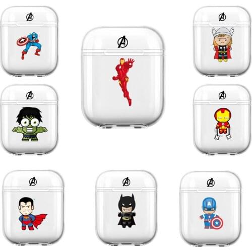 Cartoon Transparent Case for Wireless Bluetooth Apple Airpds1 2 Marvel Avengers Endgame Spider Man