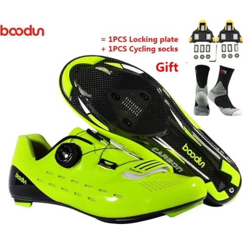 BOODUN Road Bike cycling lock shoes professional competition grade carbon fiber ultralight breathable non-slip bicycle shoes