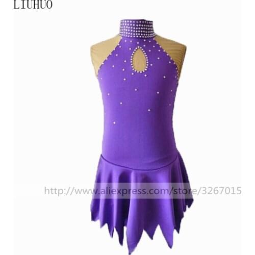 Figure Skating Dress Womens Girls' Ice Skating Dress Green Violet Spandex Inelastic Performance Practise Skating Wear