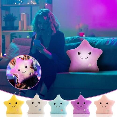 Plush Toy Light Up Kids Stuffed Pillow 3D LED Star Pillow Soft Waist Cushion Plush Stuffed Toy Decoration Gift Plush Sofa Doll