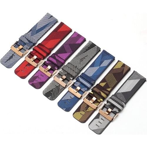 Striped Canvas Watchband 20mm 22mm Soft Strap Suitable For Samsung Gear s3/S2/sport Smart Watch Accessories Quick Release