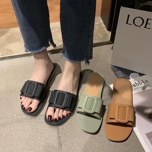 Flat Sandals Soft Sole Open Toe Women Anti-slip Wear-resistant Slippers for Beach