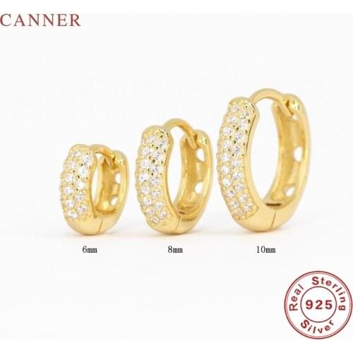 CANNER Luxury Multi-Row Classic Earrings For Women 925 Sterling Silver Earrings Hoops Pendientes Plata 925 Fine Jewelry 6 8 10mm