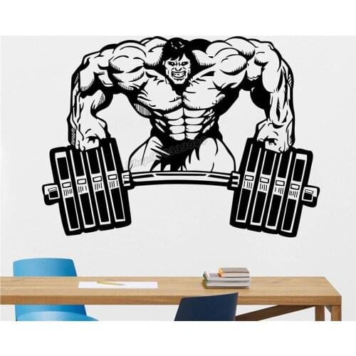 Hulk Gym Motivational Wall Decal Weightlifting Training Wall Sticker for Gyms Sport Rooms Decor Cross fit kettle bell decor B263