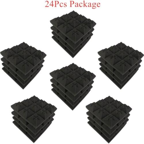 24Pcs 25x25x5cm Studio Acoustic Foam Pannel Sound Absorption Sponge Drum KTV Room Silence Treatment Wall Soundproof Foam 6color