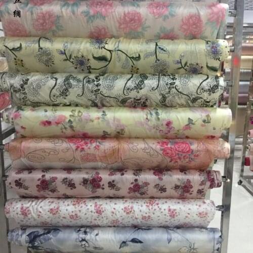 2m/lot 114cm Width Tulle Designer Mulberry Silk Fabric Flower Print Bedding Cheongsam Wedding Dress Sewing Accessories