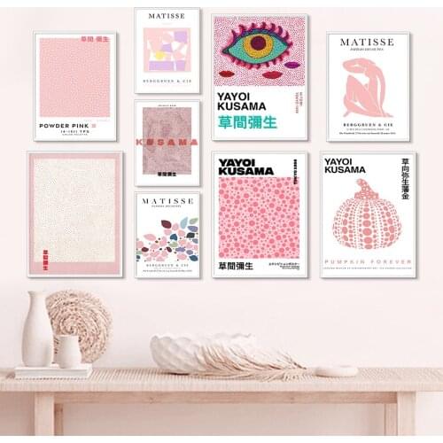 Yayoi Kusama Dot Pumpkin Eye Pink Matisse Wall Art Canvas Painting Nordic Posters And Prints Wall Pictures For Living Room Decor