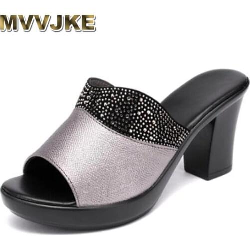 MVVJKE 2021 Womens Slippers SandalsSummer 8cm High Heels Women Shoes Woman Slippers Summer Sandals Fashion Shoes