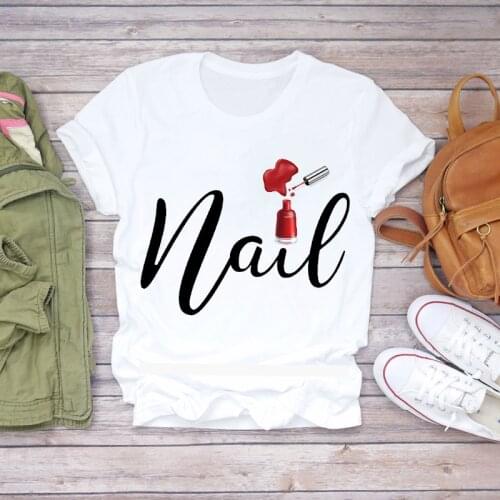 Women 2020 Summer Fingernail Nail Art Make Up 90s Ladies Lady T-shirts Top T Shirt Ladies Womens Stylish Ladies Tee T-Shirt