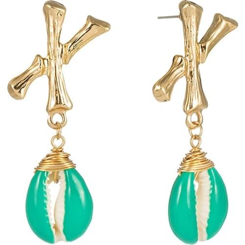 Womens earrings in jewelry Vintage Metal Drop Earrings For Women Gold Color Natural Shell Hanging Fashion Dangle Earring Jewelry