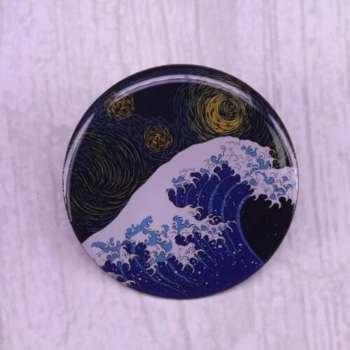 Great wave art badge