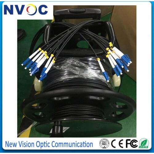 100M,SM,8C,G657A,LSZH Jacket,Armored Black Cable,5.0mm,LC/UPC-LCUPC Fiber Patch cord,with Reel Roll(50cm from plug to connector)