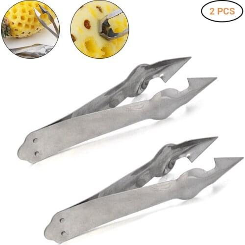 2 Pcs Creative Pineapple Eye Peeler Stainless Steel Pineapple Seed Remover Cutting Clip Supplies Fruit Salad Tools For Kitchen