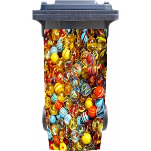 3D Colorful Marbles Rubbish Bin Sticker Wallpaper mural Wall Print Decal Removable Wall Mural Photo self adhesive Gift