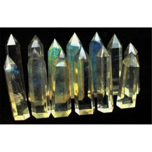 500g，light yellow crystal pillar, lemon yellow crystal pillar point home decoration