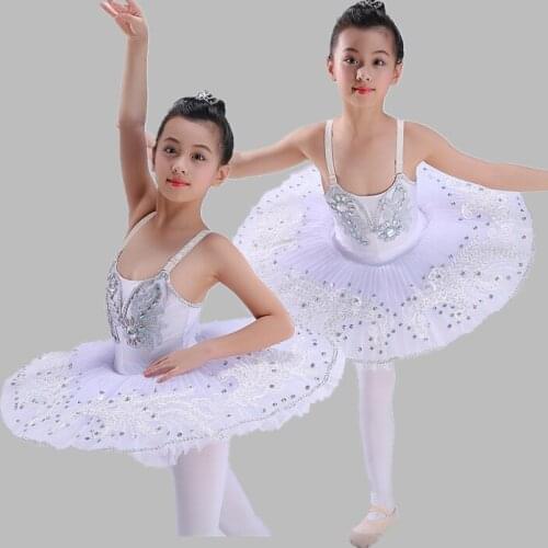 White Childrens Ballet Tutu dance Dress costumes Swan Lake Ballet Costumes Kids Girls Stage wear Ballroom dancing Dress