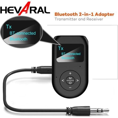 HEVARAL LCD Display Bluetooth Adapter 2 In 1 Transmitter Receiver For Speaker Headphones Wireless Stereo Adapter With 3.5MM AUX