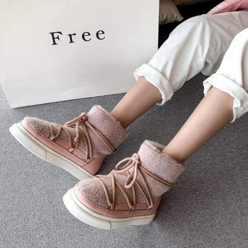 2020 New winter shoes womens snow boots keep warm cross-tied ankle boots womens shoes bottes femme