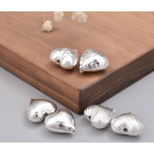 18MM 925 Sterling Silver Cassic Heart DIY Fit Bracelet Charms Handmade Thai Silver String Bead Accessories Jewelry Making