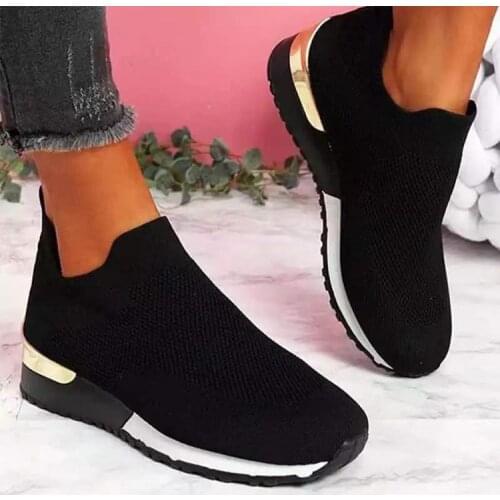 Womens Vulcanize Breathable Sneakers Ladies Slip-On Platform Shoes for Female Spring Autumn Casual Sport Mesh Shoes for Women