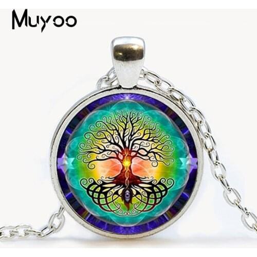 New Fashion Flower of Life Pendant Necklace Round Glass Flower of Life Pendants Lampwork Murano Glass Necklace HZ1