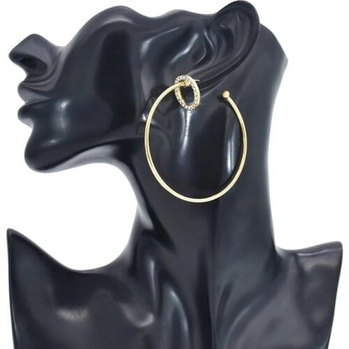 New Simple Large Small Circle Hoop Earrings Female Diamond Earrings Ring Ear Jewelry Nightclub DJ 2021 Ladies Earrings