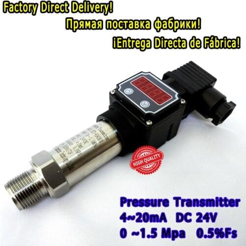 Pressure Transmitter 4 to 20mA DC24V M20x1.5 LED Diffused Silicon Digital Display 1.5 Mpa 0.5% Accuracy Other Range is Available