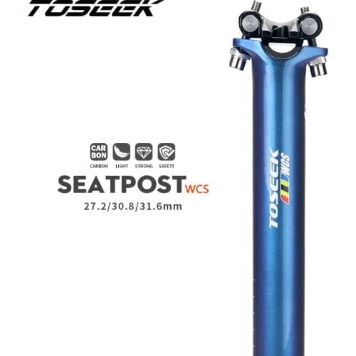 TOSEEK Carbon Seatpost dazzle Blue to purple Mtb Seatpost Offset 0mm Bike Seatpost Carbon 27.2/30.8/31.6mm Bicycle Seat Post