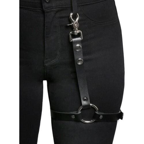 100% Handmade Punk Gothic Real Leather Garter Belt Waist Straps Thigh High Leg Harness Suspender for Shorts Jeans pants