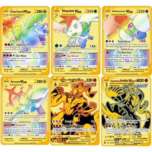 Pokemon 27 Styles New Mewtwo GX MEGA Gold Metal Card Super Game Collection Anime Cards Toys for Children Christmas Gift
