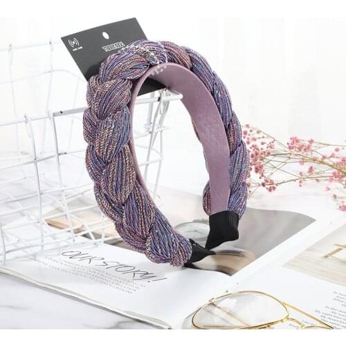 Women Hair Accessories Gold Wire Braid Hairband Fabric Knotted Headband Vintage Twist Turban Fixed Wide Hair Band Boho Headwear