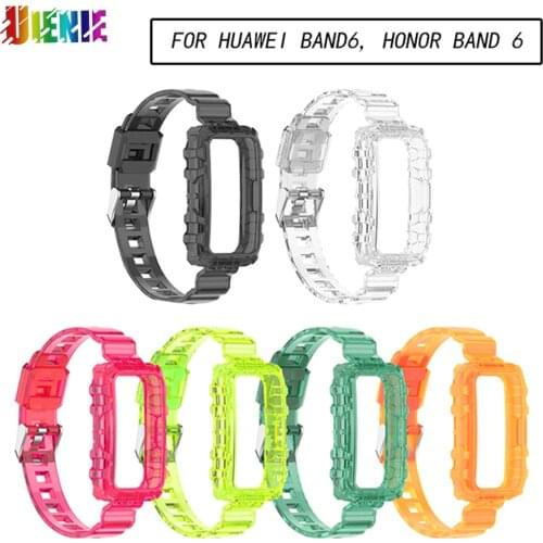 Exquisite Transparent Watch Strap For Huawei Honor Band 6 Glacial Armor Watchband Spare Parts for Huawei Band 6 Belt