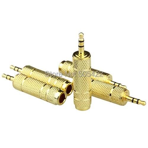 3.5mm Male to 6.5mm 1/4" Female Jack Plug Stereo Headphone Microphone Audio Adapter Converter AV Gold Plated