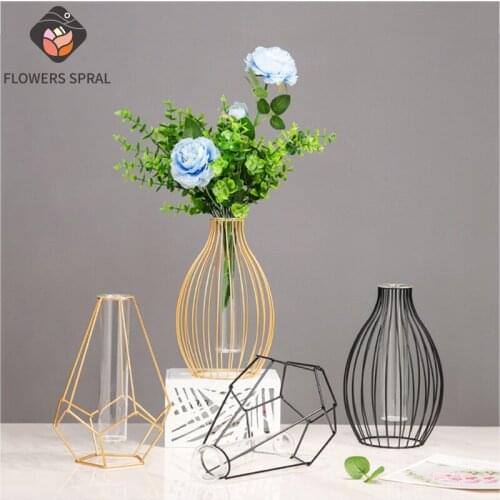 Nordic Flower Stand Iron Frame Vase Modern Home Flower Stand Bottle Decoration Hydroponic Flower Pot Stand Christmas Decoration