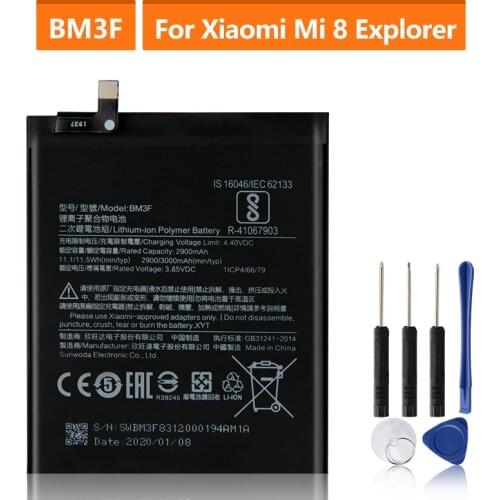Original Replacement Battery For Xiaomi 8 MI8 M8 Pro Transparent Exploration Edition BM3F Genuine Phone Battery 3000mAh