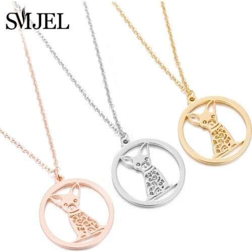 SMJEL Fashion Cute Pets Dogs Necklace Chihuahua Footprint Paw Necklaces & Pendants Jewelry for Women Choker Jewelry collier