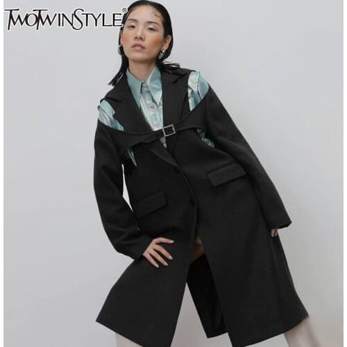 Женские пальто с воротником TWOTWINSTYLE China At AliExpress